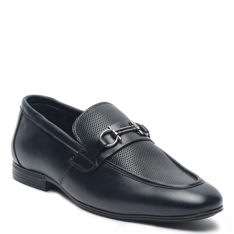 Black Leather Slip On Loafer for Men