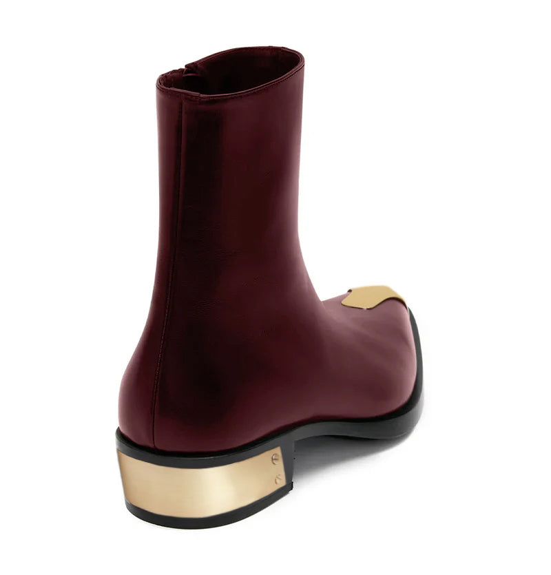 Punk Leather Boots Golden Toe Shoe