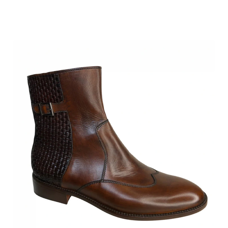 Premium Italian Style Leather Side Zipper Boot Brown