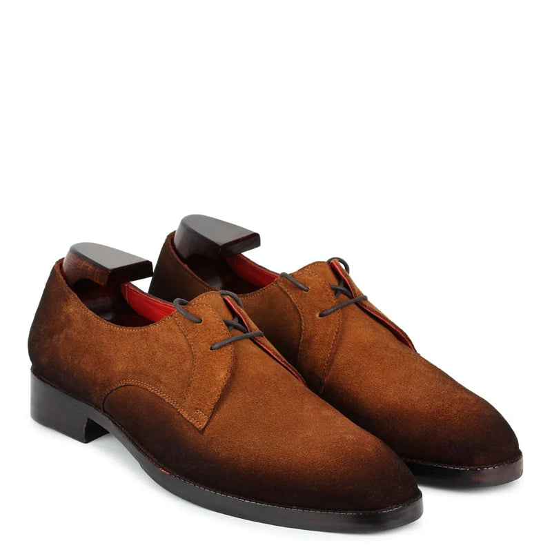 Suede Leather Two Eyelet Derby Shoe Tan