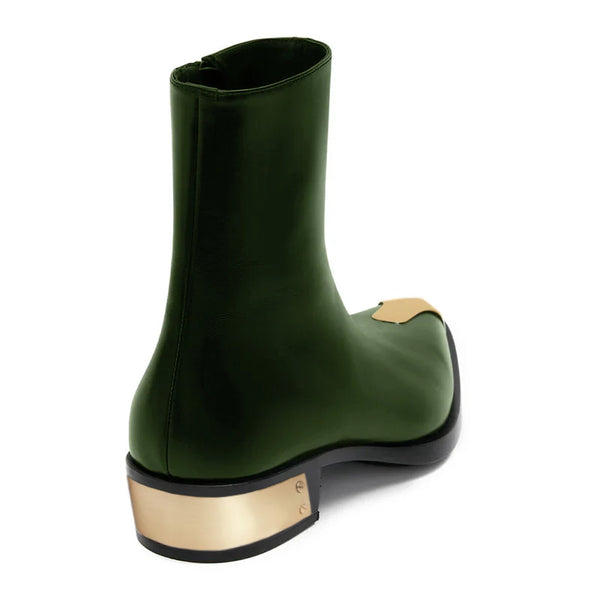 Punk Leather Boots Golden Toe Shoe