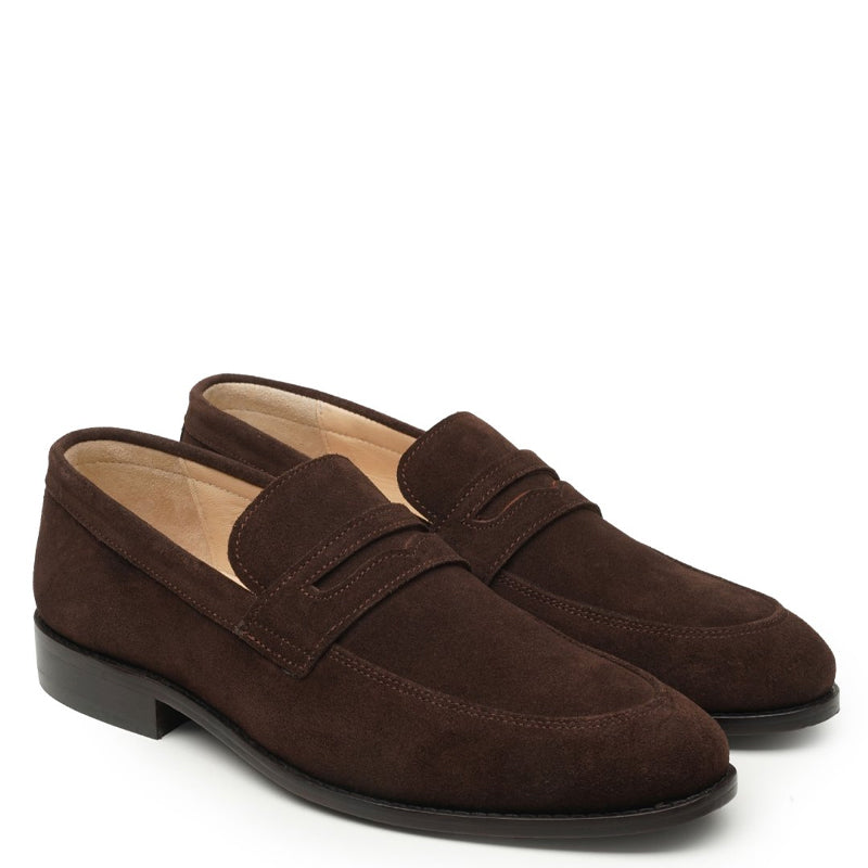 Men Suede Casual Penny Leather Brown Loafer