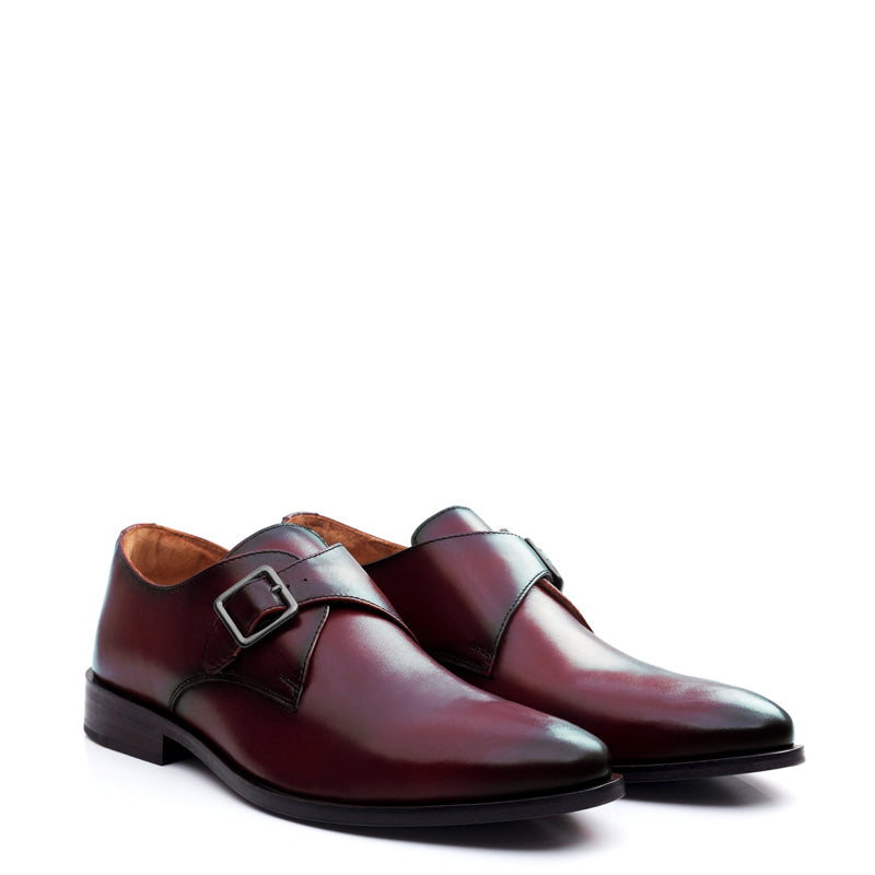 Premium Single Monk Strap Leather Blue Shoe For Men