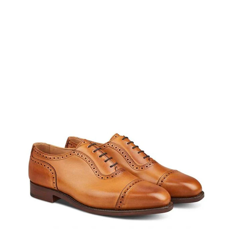 Classic Premium Leather Captoe Oxford Shoe Tan