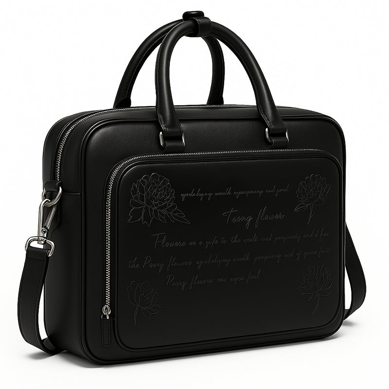 Italian Blue Men s Printed Leather Laptop Bag