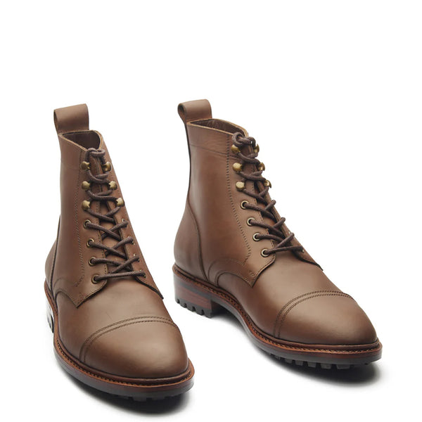 Premium Leather Lace Up Cap Toe Derby Boot