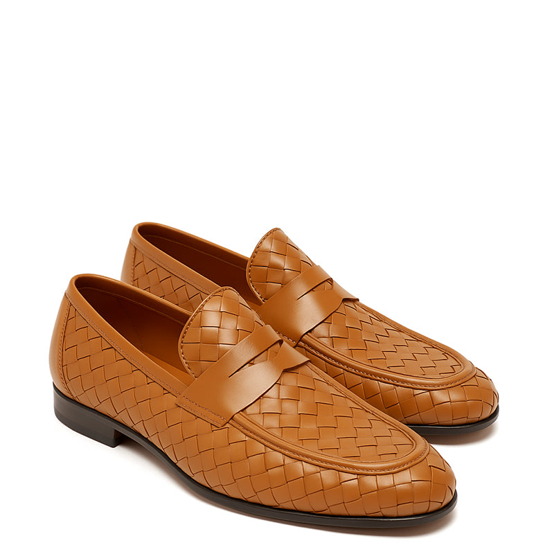Woven Texture Leather Loafer for Men