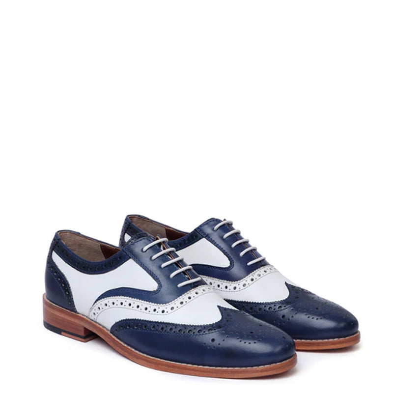Men Chic Dual Tone Lace Up Oxford Shoes 9/43 / White-Blue