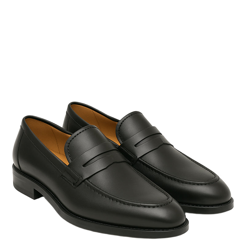 Luxury Sleek Penny Black Leather Loafer