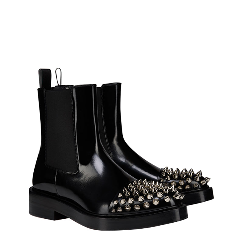Classic Black Chelsea Silhouette in Silver Spike Detailing