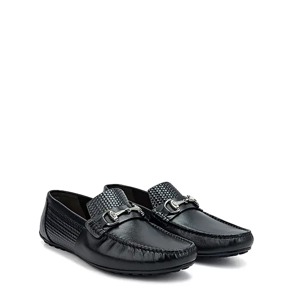 Luxury Stylish Leather Buckled Driving Black Loafer