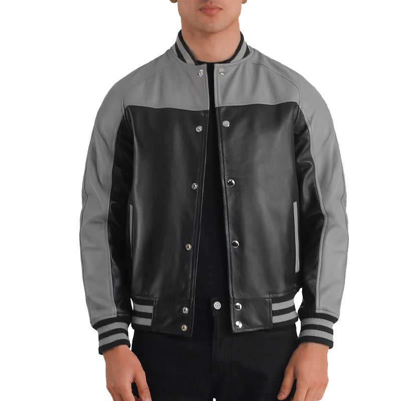 Terrance Leather Bomber Jacket For Men