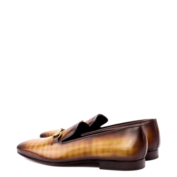 Patina Handpainted Leather Loafer With Gold Buckle