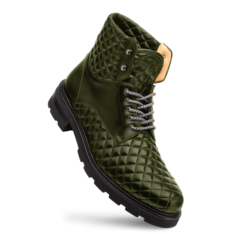 Green Lace-up Leather Boot