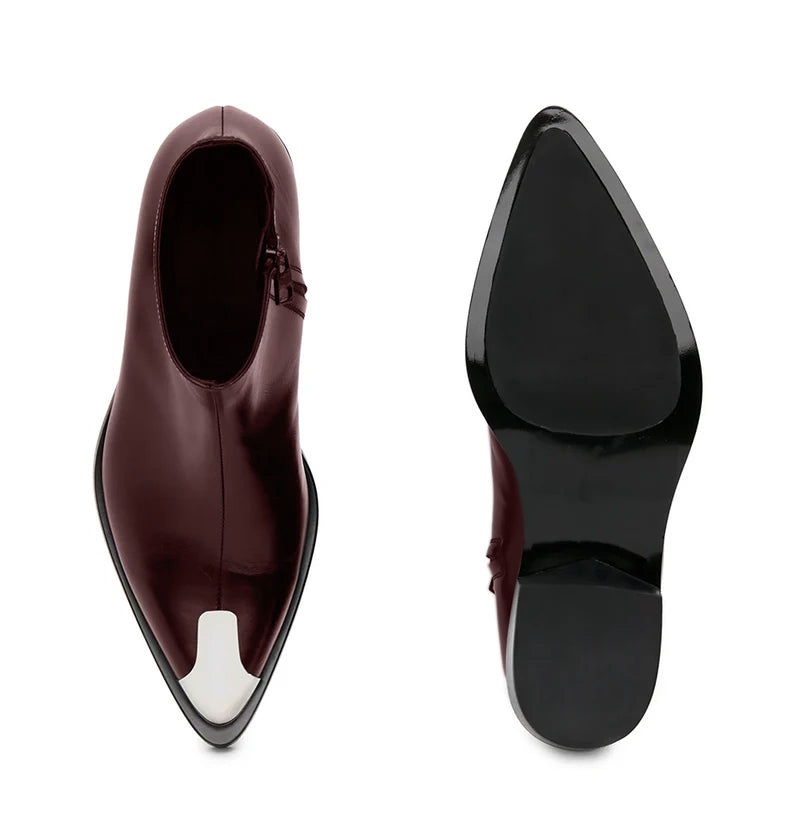 Punk Leather Boots Silver Toe