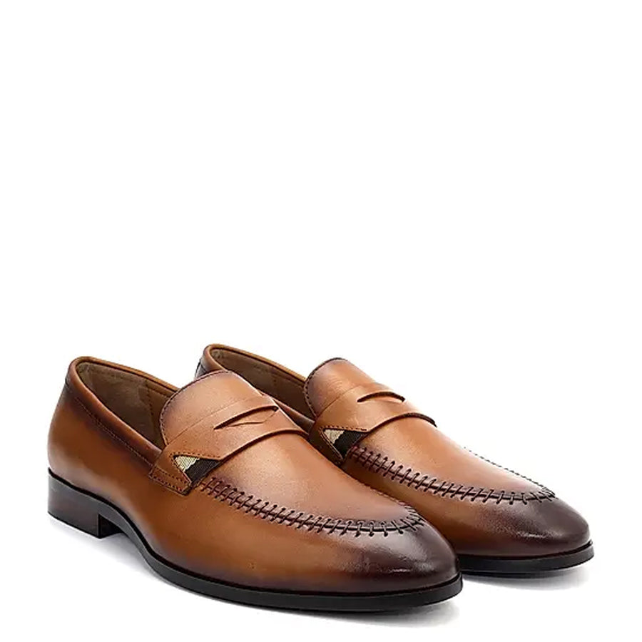 Men Round Toe Slip On Leather Formal Black Loafer