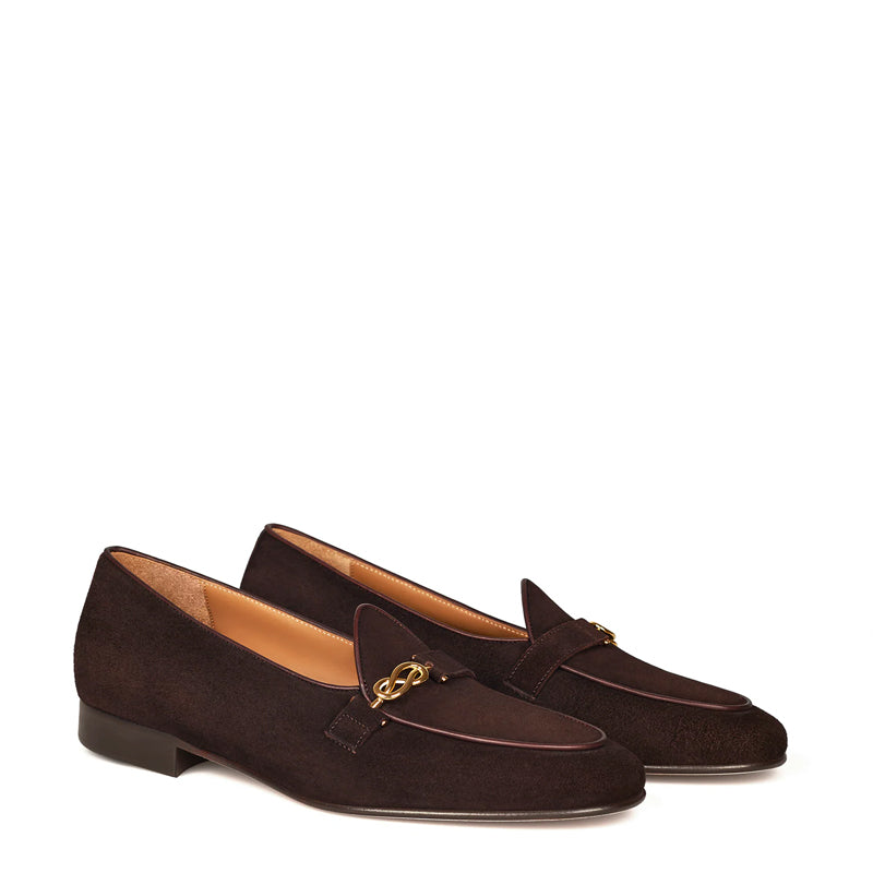 Men's Suede Loafers Sleek Shoe Brown