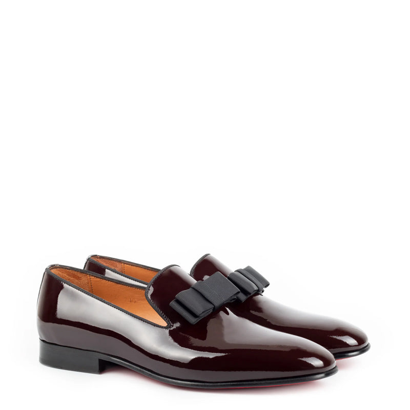 Patent Penny Solid Leather Burgundy Loafer