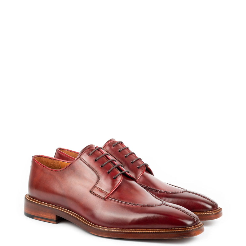 Handpainted Crust Leather Split Toe Derby Shoe Black