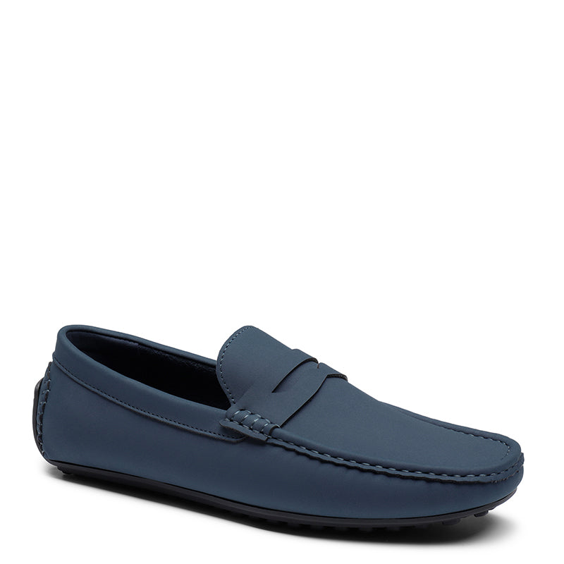 Heritage-Style Suede Moc Toe Penny Loafer Black