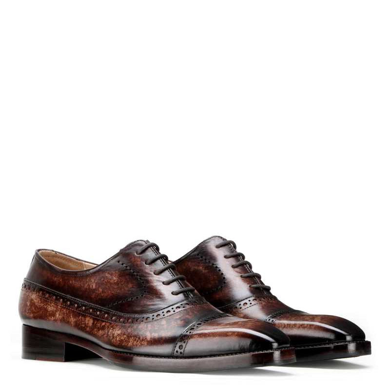 Patina Captoe Leather Brown Formal Oxford Shoe