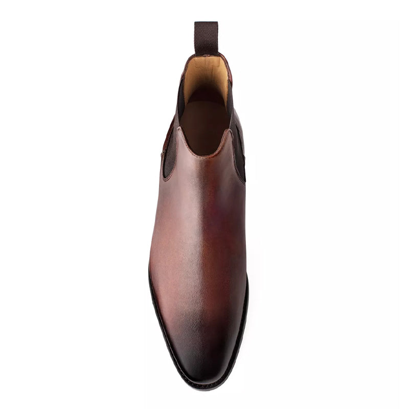 Polished Shiny Leather Chelsea Brown Boot For Men