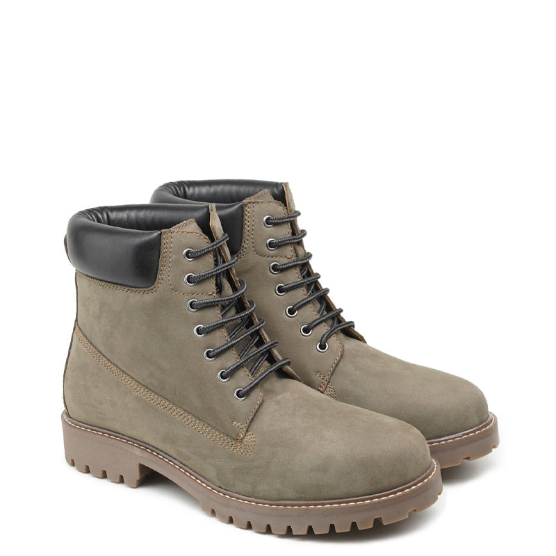 Urban Leather Lace-Up High Ankle Boot Green