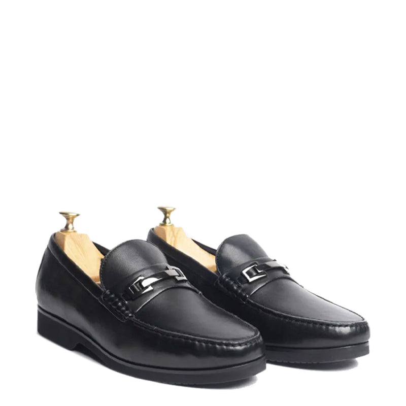 Penny Leather Slip On Bit Loafer Black