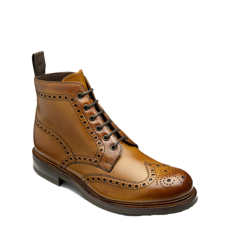 Leather Lace Up Wingtip High Ankle Black Boot