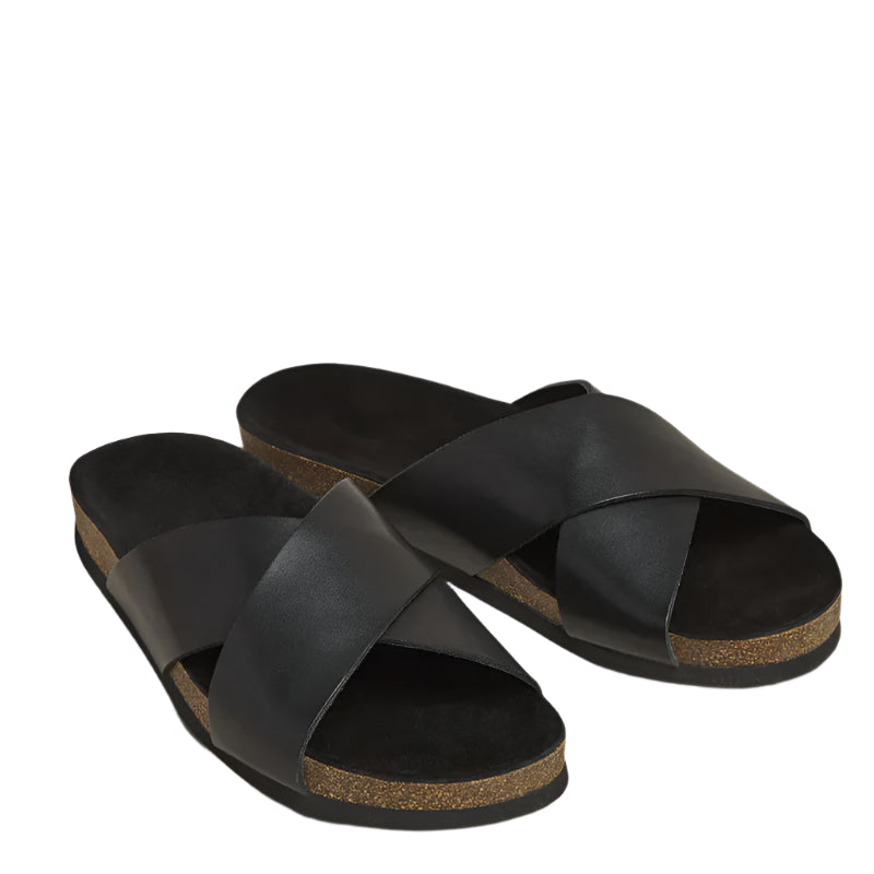 Pure Elegance Black Leather Slipper