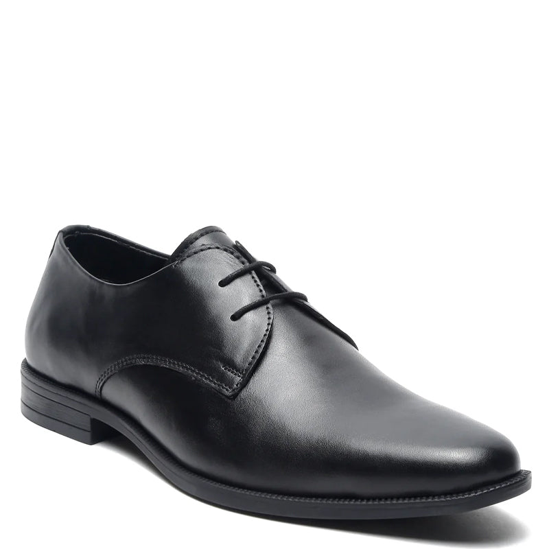 Classic Plain Toe Leather Derby Shoe Black
