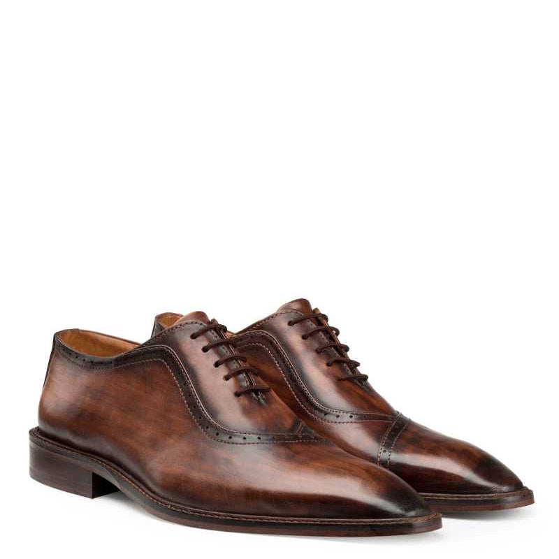 Handpainted Solid Leather Formal Oxford Brown Shoe