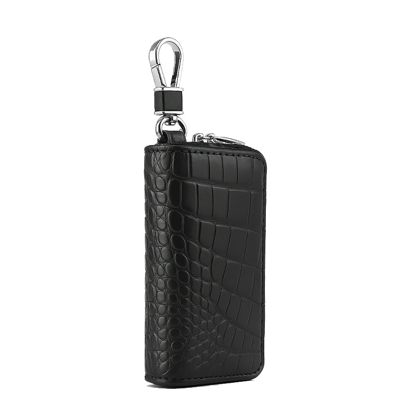 Croco Black Mini Zipper Key Case Wallet