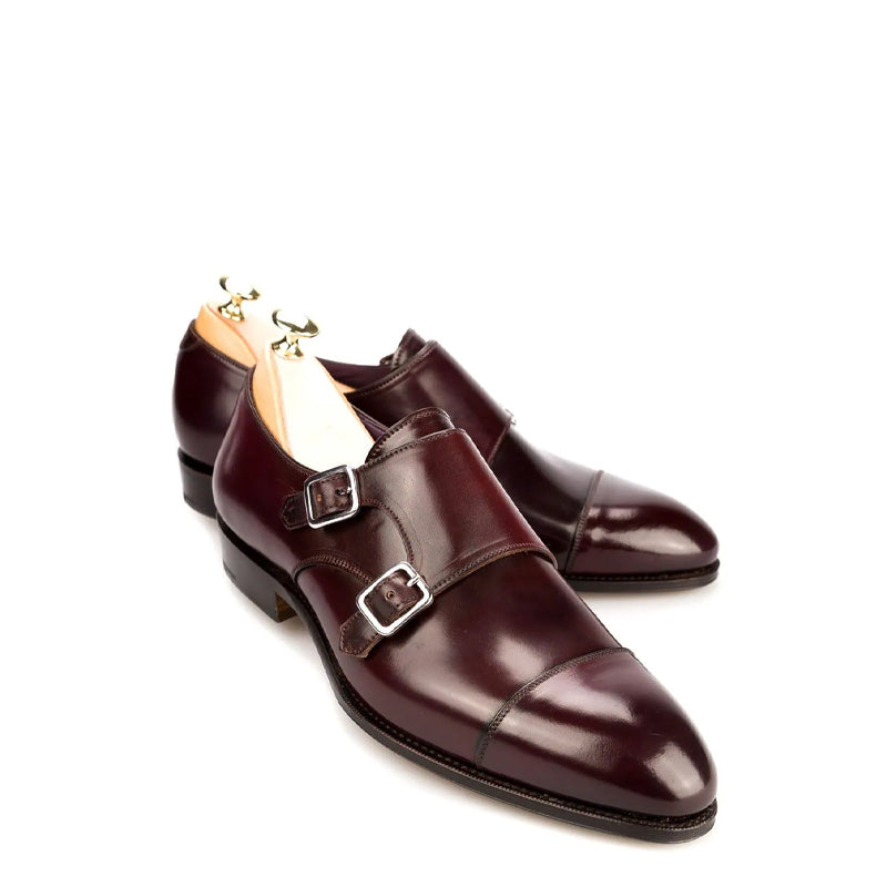 Premium Captoe Leather Double MonkStrap Shoe Brown