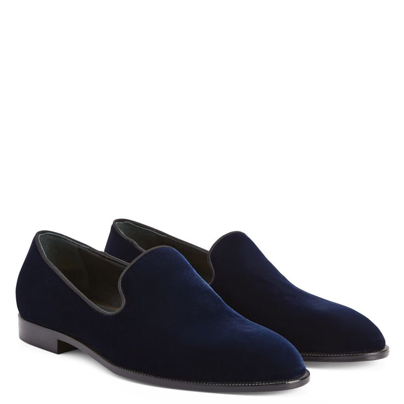 Men Classic Suede Pure Leather Blue Loafer