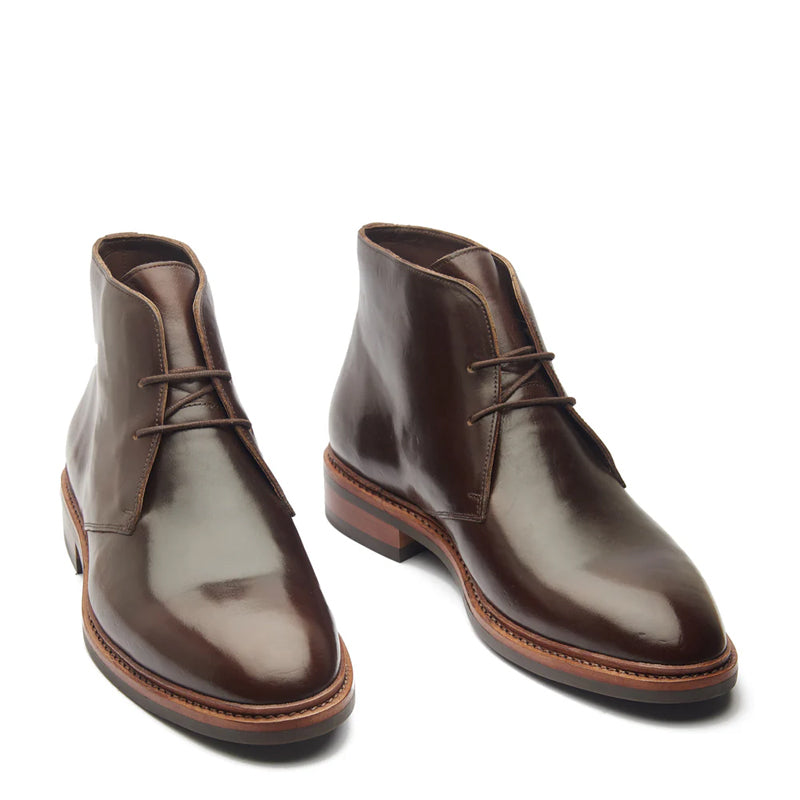 Classic Polished Leather Chukkas Brown Boot