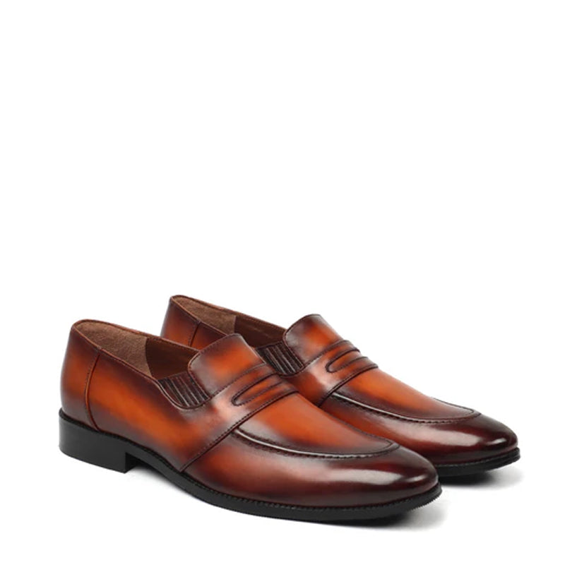 Blue Leather Penny Loafer For Men