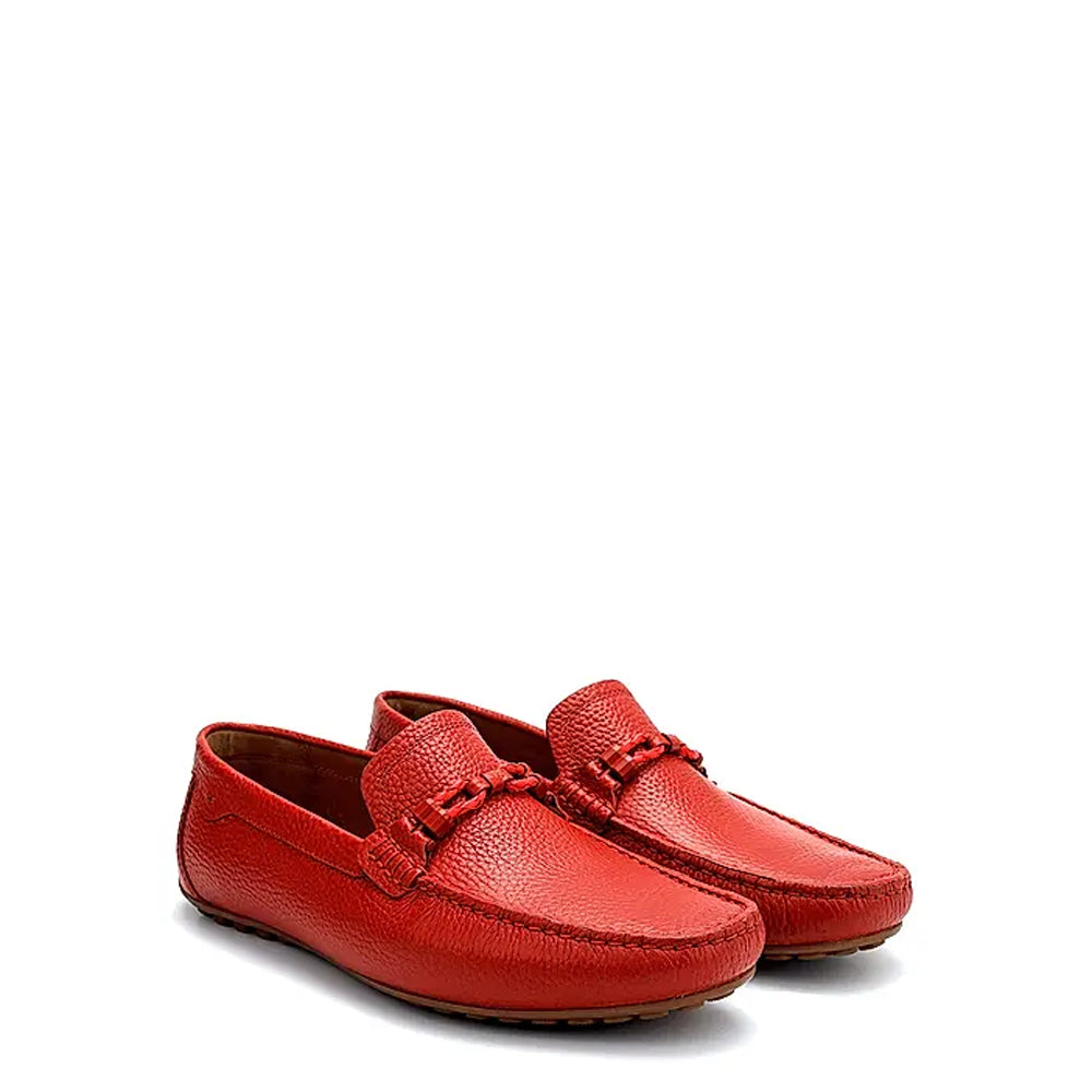 Men Textured Leather Driving Green Loafer