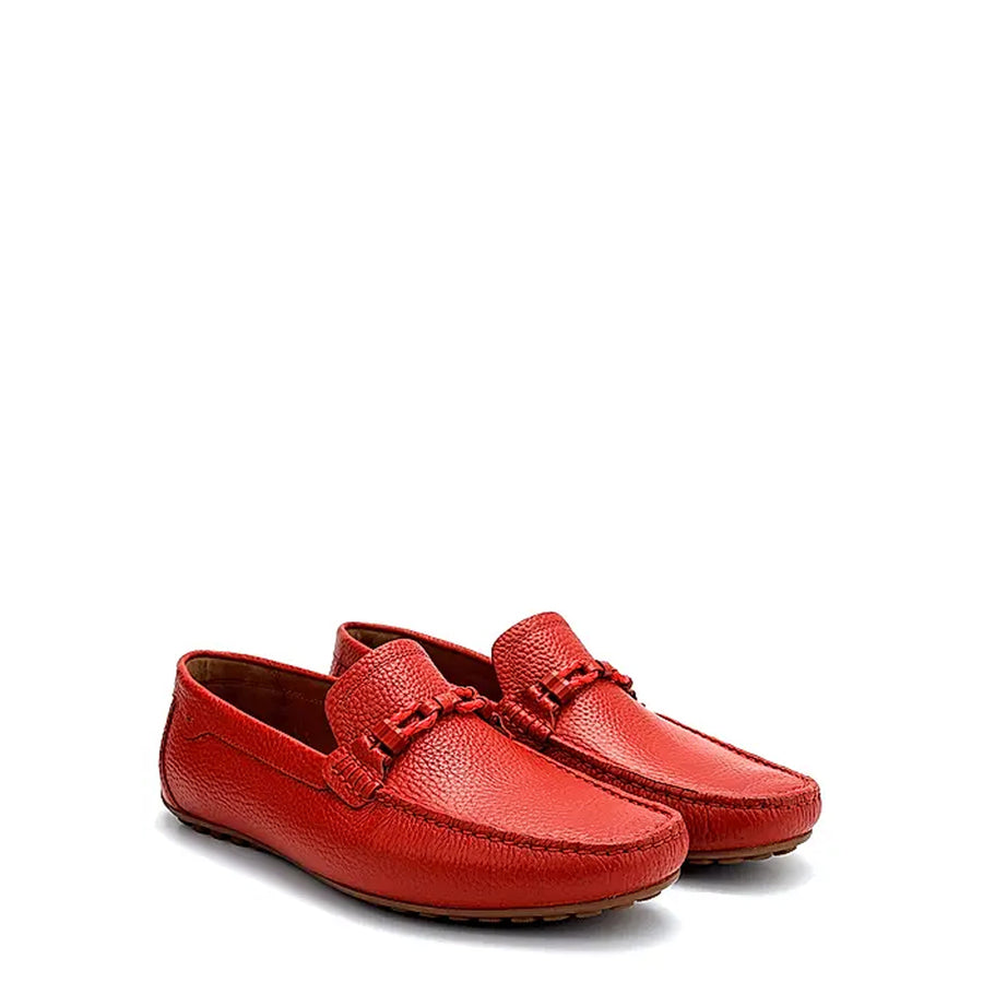 Men Textured Leather Driving Green Loafer