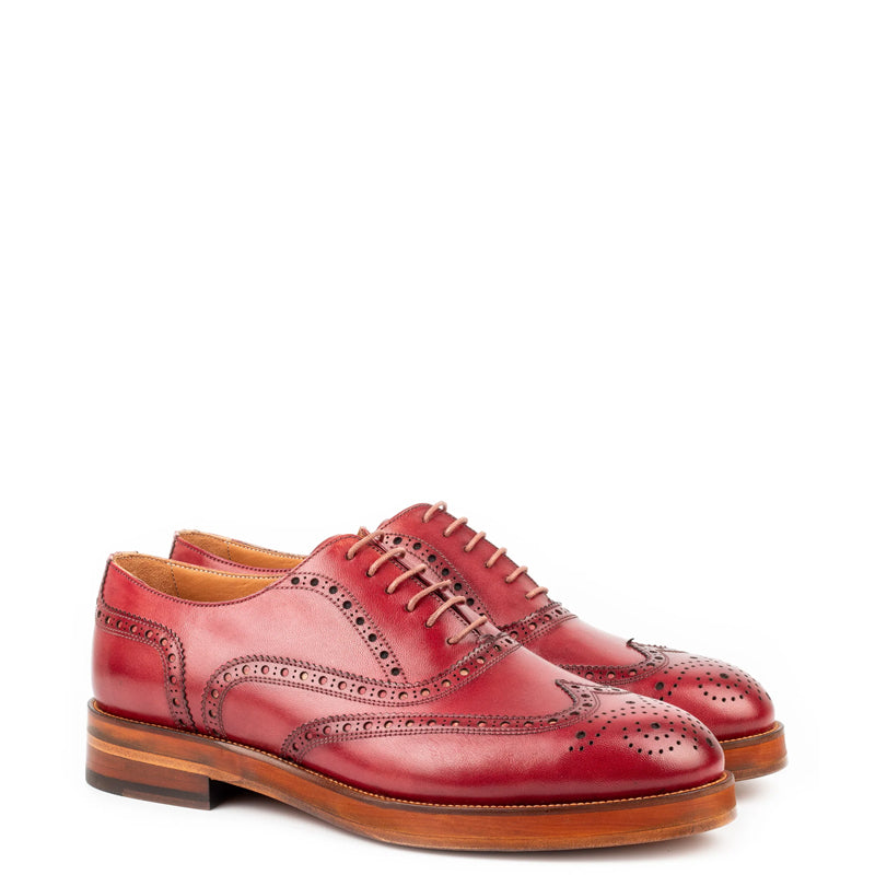 Classic Design Wingtip Pure Leather Oxford Shoe Blue