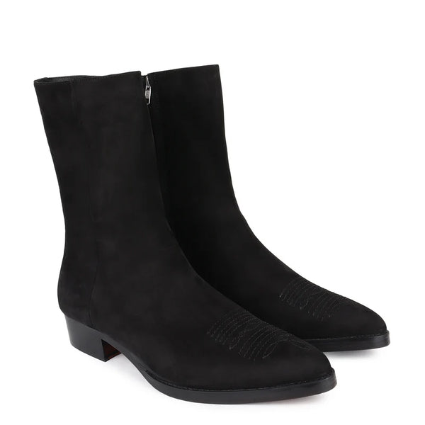 Long Zip up Suede Cowboy Boots
