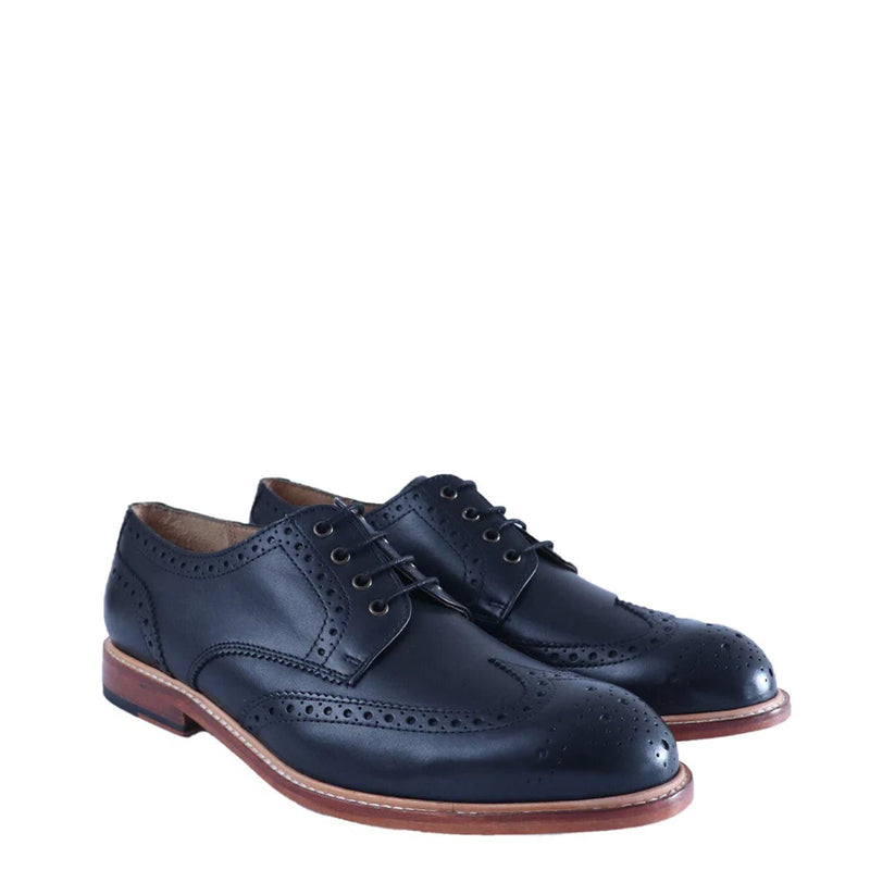 Classic Design Solid Leather Blue Derby Shoe