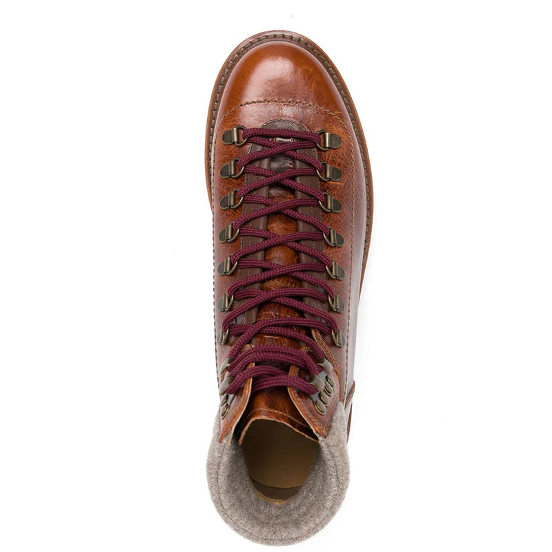 Wine Padded Ankle Lace Up boots
