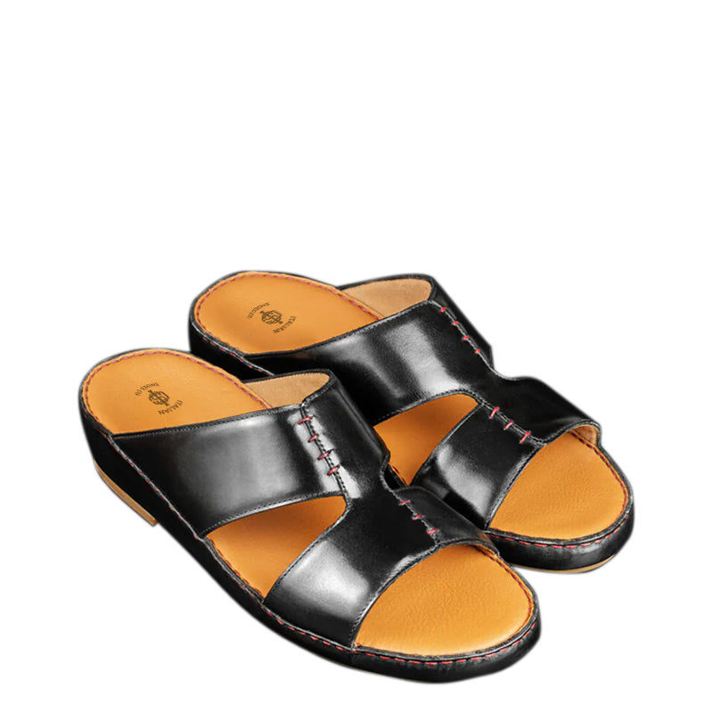 Handmade Open Toe Comfort Arabic Black Sandal