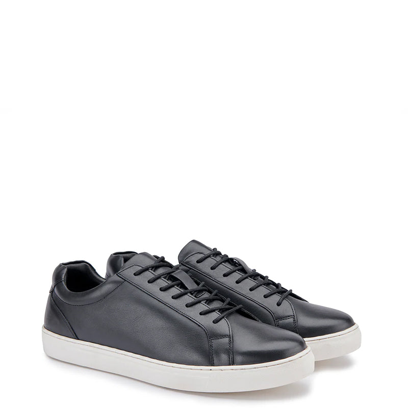 Handmade Leather Lace-Up Black Sneaker