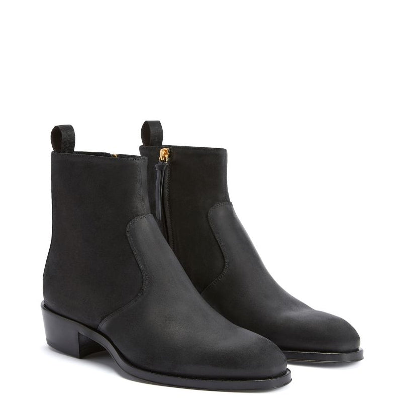Suede Leather Side Zip Ankle Boots For Men