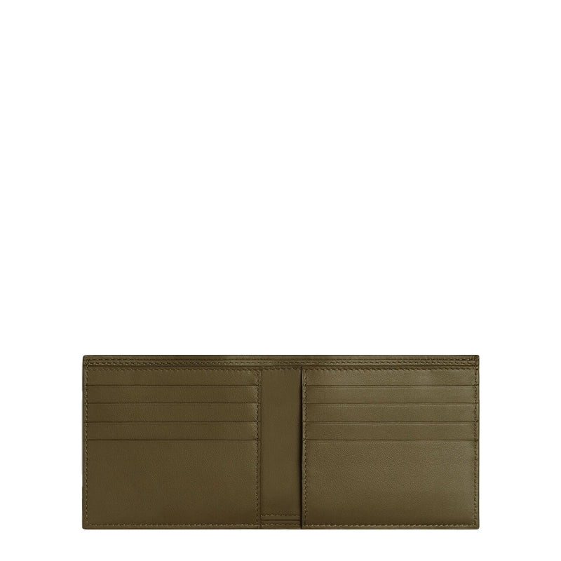 Leather Double Fold Bifold Olive Green Wallet