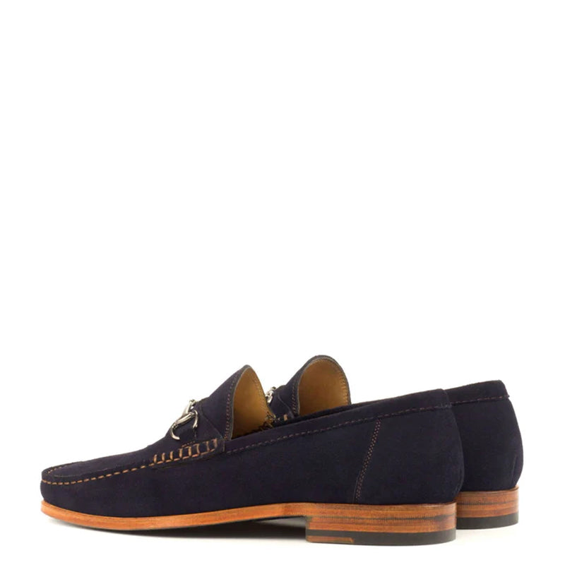 Suede Leather Loafer with Horse-bit Buckle