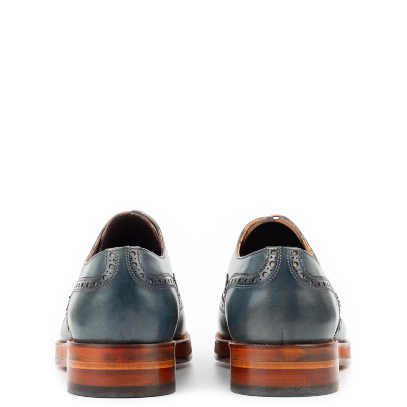 Classic Design Wingtip Pure Leather Oxford Shoe Blue