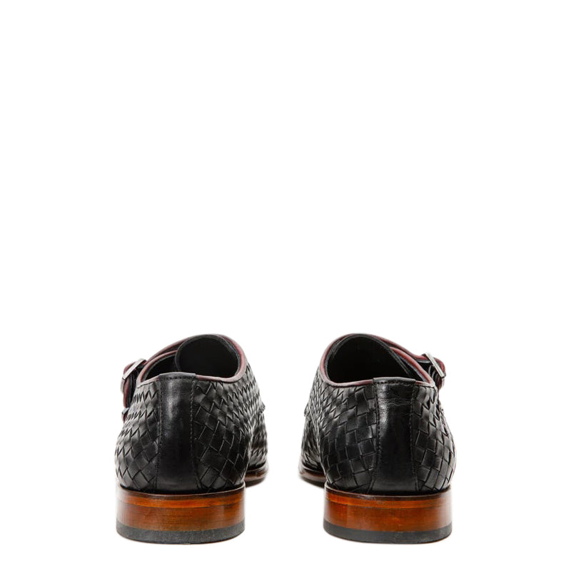 Wine Woven Double Monk Strap Men s Shoes